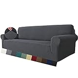 MAXIJIN Super Stretch Couch Bezug für 3-Sitzer Couch, 1-teilige Universal-Sofabezüge Wohnzimmer Jacquard Spandex Möbelschutz Hunde Haustierfreundliche Couch Schonbezug (3 Sitzer, Grau)