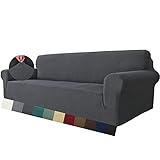 MAXIJIN Super Stretch Couch Bezug für 3-Sitzer Couch, 1-teilige Universal-Sofabezüge Wohnzimmer Jacquard Spandex Möbelschutz Hunde Haustierfreundliche Couch Schonbezug (3 Sitzer, Grau)