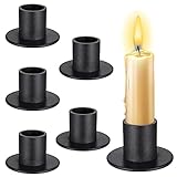 mizikuu 6 Stück Schwarze Kerzenständer, Retro Kerzenständer Metall Kerzenleuchter Dekoration Stabkerzen für Säulenkerzen Tischdekoration Valentinstag Weihnachten Hochzeits Deko