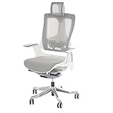 Mendler Bürostuhl MERRYFAIR Wau 2, Schreibtischstuhl Drehstuhl, Polster/Netz, ergonomisch - weiß-grau