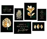 Hyggelig Home Premium Poster Set - 7 passende Bilder im stilvollen Set - Collage Bild Wand Deko - 3 x DIN A3 + 4 x DIN A4 - Set Gold