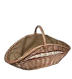 Holzkorb/Kaminkorb aus Weide (Rattan) oval mit Henkel Futter aus Jute