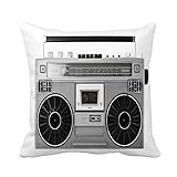 Wurfkissenbezug Stereo Silber Retro Ghetto Blaster Audio Boombox Clipping Path 45,7 x 45,7 cm Kissenbezug Home Dekorative Quadratisch Kissenbezug Kissenbezug