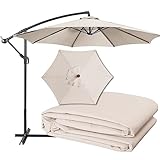 JWW UV30+ Sonnenschirm Ersatztuch Schirmabdeckung Strandschirm Ersatzbezug Terrassenschirm Ersatzdach Abnehmbar/Waschbar (Color : Beige, Size : 8-ribs-300cm/10ft)