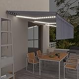 Möbelmarkise mit Rollo und LED, 6 x 3 m, Blau / Weiß