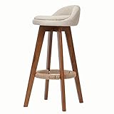 SAFWEL Küchenhocker Barhocker Küchenstuhl moderner Stil Drehhocker Beine aus massivem Holz Ringförmiges Pedal Sitzhöhe 73 cm Lagergewicht 150kg (Color : Beige)