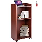 VEVOR Rednerpult Stehpult aus MDF-Holz Mobil Schreibpult Walnuss Stehtisch mit 4 Rollen Stehschreibtisch Lesepult 60 kg Tragfähigkeit 60 x 40 x 8 cm Lesefläche 60 x 40 x 40 cm Regalgröße