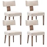 Wahson Vintage Esszimmerstühle 4er Set Leinen Küchenstühle Polsterstuhl mit Holzbeine Esszimmerstuhl für Esszimmer/Küche/Wohnzimmer(Beige)…