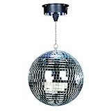 IBIZA DISCO1-30 DISCOLIGHT SET SPIEGELKUGEL 30CM MIT LED BELEUCHTUNG UND MOTOR Discokugel Disco Effekt Strahler silber batteriebetrieben mit 18 LEDs