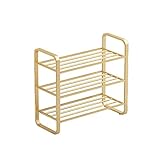 Metal Storage Shelves 3-Tier Shoe Rack for Living Room Entryway Hallway and Cloakroom 45/60/80/1002853 cm Colour: Gold (Size : 1002853cm) (80 * 28 * 53cm)