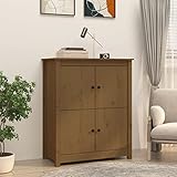 FIRBNUS Badezimmerschrank 83x41,5x100 cm Aufbewahrungsschrank mit 4 Große Fächer Beistellschrank Beistelltisch Landhaus Stil Kommode Honigbraun Sideboard Wohnzimmer Massives Kiefernholz