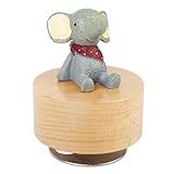 Spieluhr aus Holz, Leichte Tragbare Kleine Spieluhr, Uhrwerk, Holzmaserung, Tierstil, Runde Form Zur Dekoration (Baby Elefant)