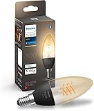 Philips Hue White E14 Kerze Einzelpack Filament 300lm, warmweißes Licht, dimmbar, steuerbar via App, kompatibel mit Amazon Alexa (Echo, Echo Dot)