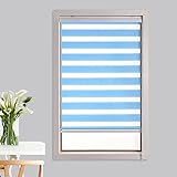 Tag- Und Nacht-Zebra-Rollos, Blaue Doppelrollo, Seitenzugrollo Innen, Durchsichtige Lichtdurchlässig & Verdunkelnd, Für Schlafzimmer, Bad, Büro, Anpassbar,WxH-130x200cm/51.2x78.7in