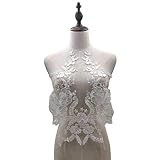 Gefälschter Kragen, bestickter Stoff, gefälschtes Kragenband, Nähen, Spitzenapplikation, Nähen, Blumenstoff, Kragen, Rückenkragen für DIY-Kleidung, Weiß