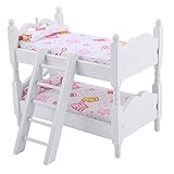 SunshineFace Puppenbett 1:12 Puppenhaus Mini Möbel Kinder Schlafzimmer Modell Etagenbett Spielzeug