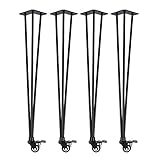 Natural Goods Berlin 4X Hairpin Legs 'n'Roll | bewegliche Haarnadel Tischbeine rollbar | Tischgestell auf Rollen, Tischkufen flexibel DIY (72cm (Esstisch/Schreibtisch), Schwarz)