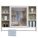 Badezimmer-Medizinschrank, an der Wand montierter Spiegelschrank mit Einzeltüren und verstellbarem Regal, Wohnmöbel, Aufbewahrungsschränke aus Holz, Organizer (Farbe: C, Größe: 88 x 70 cm)