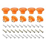 sourcing map Keramik-Schubladenknöpfe, 10 Stück, Vintage-Kommoden, pilzförmig, 2,4 x 3,2 cm, für Kommoden, Türgriffe, Schrank, Kleiderschrank, Schublade (orange)