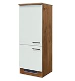 Flex Well Demi-Geräteumbauschrank Demi-Kühlschrank-Umbauschrank - ohne Kühlschrank - 2-türig - 60 cm breit - Creme Matt-Lancelot Eiche