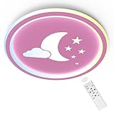 Anten Moonpie I 24W LED Deckenlampe Kinderzimmer Mädchen I Deckenleuchte Mit Fernbedienung I Pink I 4,5 Cm Flach I Ø 30cm I Dimmbar Und Farbtemperatur Stufenlos Einstellbar 3000-6500K