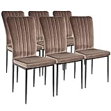 Albatros Esszimmerstühle mit Samt-Bezug 6er Set MODENA, Braun - Stilvolles Vintage Design, Samt-Bezug, SGS geprüfter Polsterstuhl - Moderner Küchenstuhl, Stuhl Esszimmer oder Esstisch Stuhl