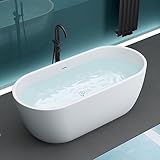 Mai & Mai® Freistehende Badewanne 150x75cm Oval Weiß Acryl-Wanne Standbadwanne V518