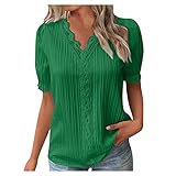 Damen-Tops, kurzärmelig, Glockenärmel, rosa Tops für Damen, weiß, kurzärmelig, Bluse, Damen, Spitzenoberteile für Damen, UK Croch, 01-army grün, XXX-Large