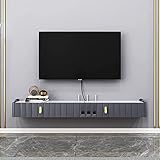 An der Wand montiertes TV-Gerät, schwebendes TV-Ständer-Komponentenregal, wandmontierte TV-Schrankkonsole, hölzernes Videoregal, für Schlafzimmer/Wohnzimmer/140 cm, Grau/Grau