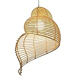 THAELY Rattanlampe Spiralgeflochtene Pendelleuchte In Muschelform Vintage Einflammige Hängelampe Aus Geflecht, Rustikaler Hängeleuchter Aus Rattan Deckenleuchten Für Restaurants