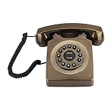 Schnurgebundenes Retro-Telefon, antikes Festnetz-Tischtelefon, altmodisches Vintage-Retro-Schreibtischtelefon aus Bronze, schnurgebundenes Festnetztelefon mit klarem Klang für die