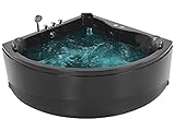 Beliani Eckbadewanne Whirlpool LED mit 7 Farben Sanitäracryl schwarz 140x140 cm Baracoa