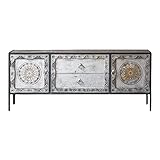 LIMKOO Retro-TV-Ständer mit Schnitzerei und Metallrahmen. Schmiedeeisernes Sideboard mit großem Stauraum for 53-Zoll-TV-Ständer