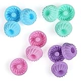 Bäcker & Lecker 24 x Gugelhupfform Silikon Klein Gugelhupf Backform Mini Kuchenform Wiederverwendbare Muffinförmchen Cupcake für Kuchen Dessert Schokolade Pudding Gelee (4 Farben)