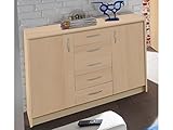 möbelando Kommode Standschrank Anrichte Sideboard Beistellschrank Holzkommode Olli VII Buche