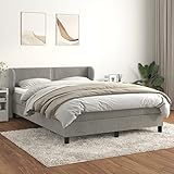 INLIFE Boxspringbett mit Matratze Hellgrau 140x190 cm Samt,62.24kg,3127427