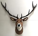 Generisch XXL groß Deko Figur Wand Hirschkopf Hirsch braun Rentier Geweih Wanddekoration