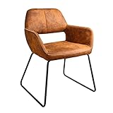 riess-ambiente.de Design Stuhl Mustang antik braun Microfaser mit Armlehne Esszimmerstuhl Armlehnenstuhl