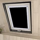 Eurohome 100% Verdunkelung Dachfenster Rollo ohne Bohren Sonnenschutz Verdunkelungsrollo mit Saugnäpfen für Fenster Schwarz 57x100 cm