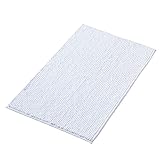 Decomira Badematte rutschfest | Als Badteppich Set kombinierbar | Badezimmer-Teppich Bad-Vorleger waschbar aus Chenille | Duschvorleger für Dusche, Badewannen, WC Deko | Weiss - 40x60 cm