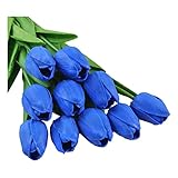 minjiSF 10 Stück Künstliche Blumen PU Tulpe Künstliche Tulpen Blumenstrauß für Wohnzimmer Schreibtisch Innen Deko