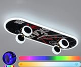HWCX-LICHT Kinderlampe LED Deckenlampe RGB, APP Kontrolle Skateboard Design LED Deckenleuchte RGB + Dimmbar Fernbedienung 2640 lumen Wohnzimmer Kinderzimmer lampe L60 cm/32W…