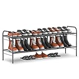 Verlängern Schuhregal mit 2 Ebenen für den Eingangsbereich, Schrank, Schuhregal für 12–15 Paar Schuhe und Stiefel, platzsparender großer Schuhschrank für Schlafzimmer, Garderobe, Flur (schwarz)