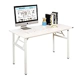 DlandHome Klapptisch Schreibtisch 120 x 60 cm Holz Schreibtisch Klappbar PC Tisch Laptop Tisch Computertisch Konferenztische Montagefrei Moderner Esstisch für Zuhause, Büro, Picknick, Garten Weiß