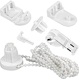 2 Set Rollo Beschläge Rollo Zubehör Vorhang Ersatzzubehör Verdunkelungsrollos Beschläge Klemmfix Zubehör 25 mm Rollowelle Doppelrollos Armaturen Beschläge für Rollos 2.5M Perlen Kette Weiß