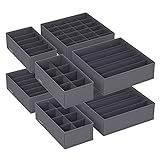 SONGMICS Unterwäsche-Organizer 8er Set, Schubladen-Organizer, faltbar, Ordnungssystem Kleiderschrank, Aufbewahrungsbox Schrank, Stoffboxen Aufbewahrung, für BHs, Socken, Krawatten, grau RUS08GY