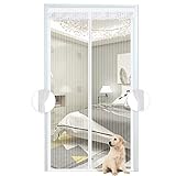 Phantasy® Weiß Fliegengitter Balkontür, Magnet Moskitonetz Tür Vorhang Insektenschutz für Balkontür, Terrassentür Kinderleichte Klebemontage Ohne Bohren, 110x210 CM
