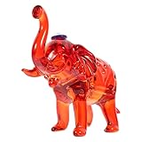 Glas-Elefanten-Figur for Sammeln: Mundgeblasene Glaskunst-Tier-Kristall-Elefanten-Statue mit Rüssel, Feng-Shui-Skulptur, viel Glück, Zuhause, Büro, Auto-Dekoration ( Color : Rosso , Size : 10.5x4.5x9c