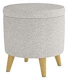 Schuhschrank Fußhocker für Wohnzimmer, Ottomane Aufbewahrungsbox, gepolsterter Fußhocker Leinen runder Schminktisch Hocker mit 4 Holzbeinen Grün 37x37x45cm (Farbe: Hellgrau, Größe: 37x37x45cm)