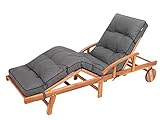 Bjird Liegenauflage, Auflage für Gartenliege 200 x 55 x 8 cm, Auflagen für Deckchair, Polsterauflage für Sonnenliege, Kissen für Liegestuhl, gesteppt - Anthrazit